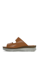 Kadın Taba Çift Bantlı Deri Comfort Terlik | Derimod