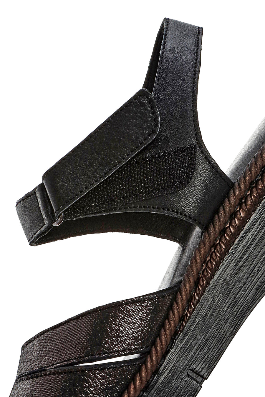 Women's Black Strappy Leather Comfort Sandals