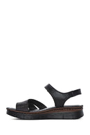 Kadın Siyah Bantlı Deri Comfort Sandalet | Derimod