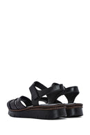 Kadın Siyah Bantlı Deri Comfort Sandalet | Derimod