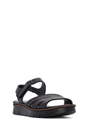 Kadın Siyah Bantlı Deri Comfort Sandalet | Derimod