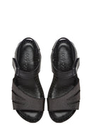 Kadın Siyah Bantlı Deri Comfort Sandalet | Derimod