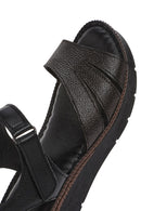 Kadın Siyah Bantlı Deri Comfort Sandalet | Derimod