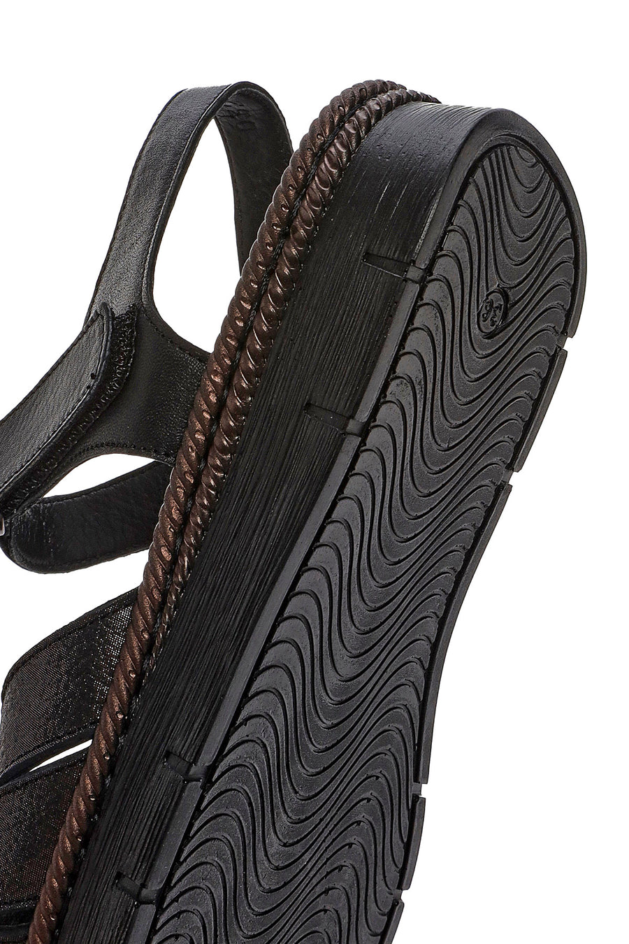 Women's Black Strappy Leather Comfort Sandals