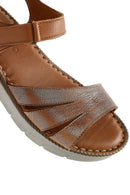 Women's Tan Strap Leather Comfort Sandals | Derimod