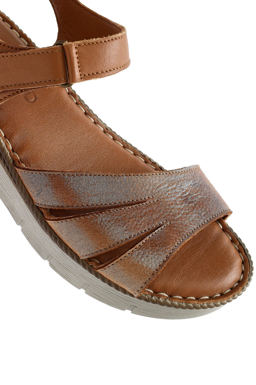 Women's Tan Strap Leather Comfort Sandals