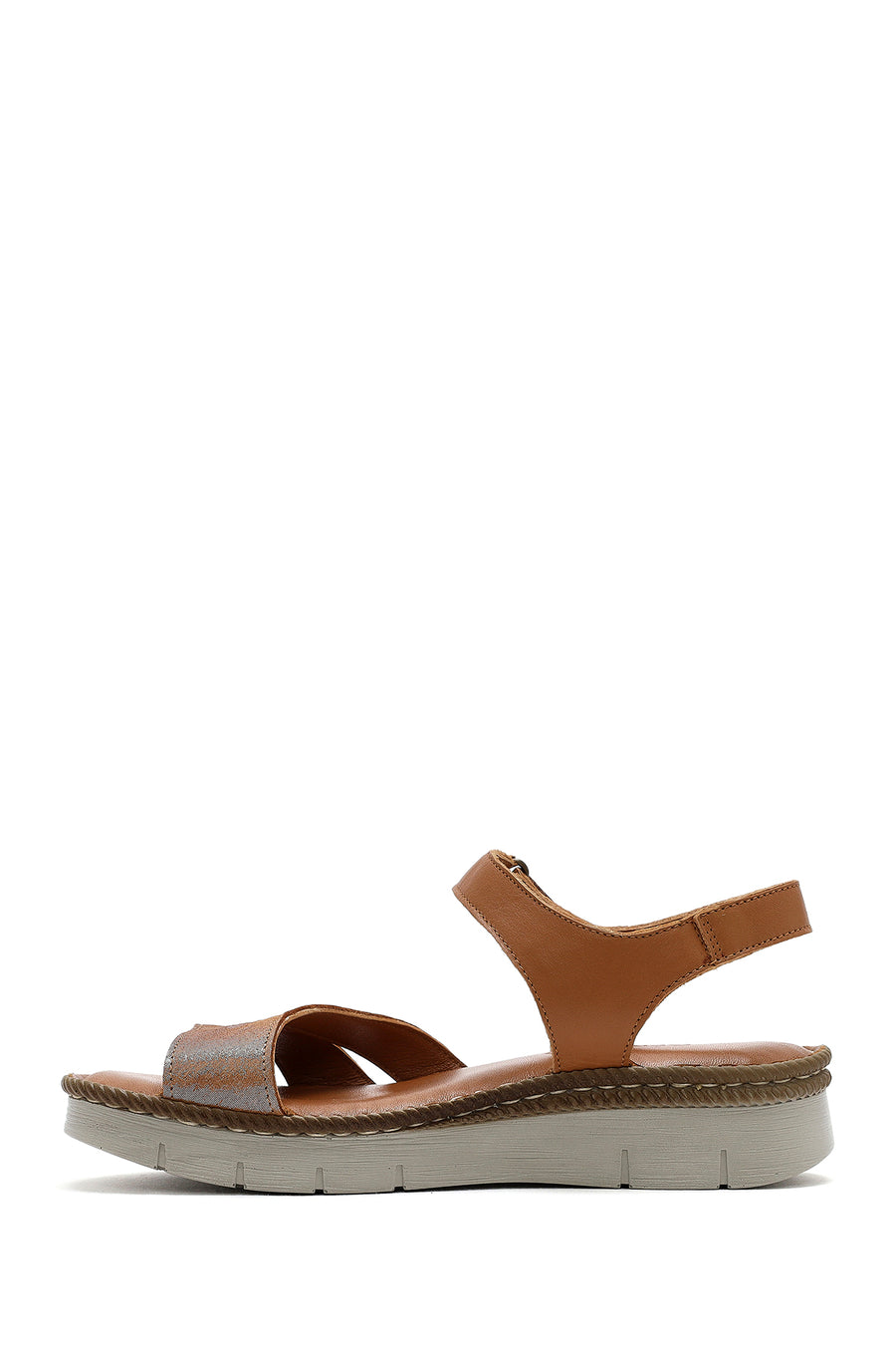Women's Tan Strap Leather Comfort Sandals