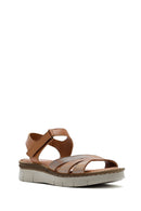 Women's Tan Strap Leather Comfort Sandals | Derimod