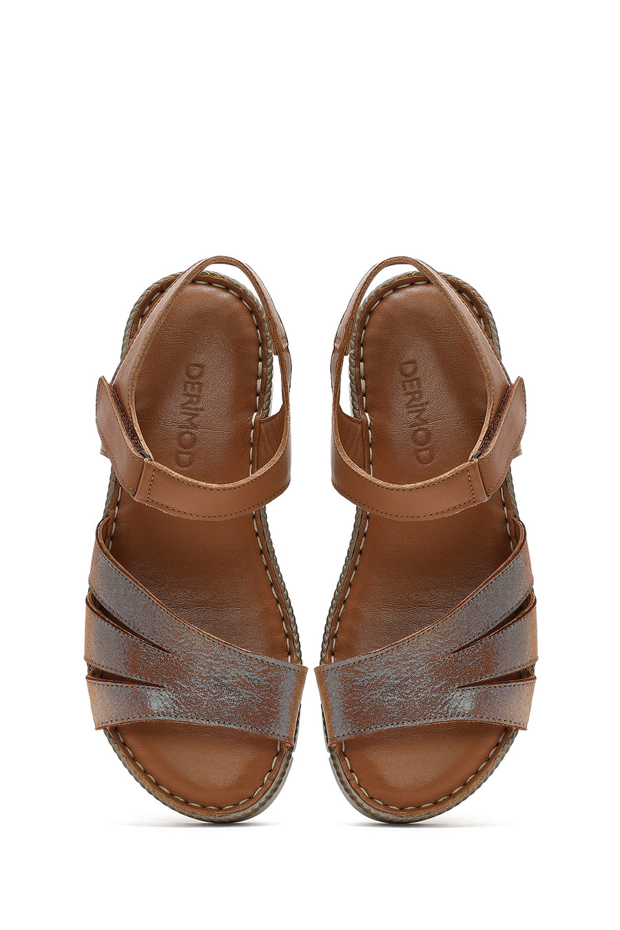 Women's Tan Strap Leather Comfort Sandals