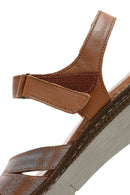 Women's Tan Strap Leather Comfort Sandals | Derimod