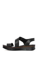 Kadın Siyah Bantlı Deri Comfort Sandalet | Derimod