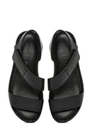 Kadın Siyah Bantlı Deri Comfort Sandalet | Derimod