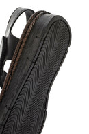 Kadın Siyah Bantlı Deri Comfort Sandalet | Derimod