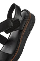 Kadın Siyah Bantlı Deri Comfort Sandalet | Derimod