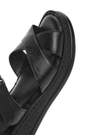 Women's Black Thick Soled Leather Comfort Sandals | Derimod