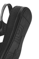 Women's Black Thick Soled Leather Comfort Sandals | Derimod