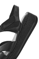 Women's Black Thick Soled Leather Comfort Sandals | Derimod