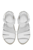 Kadın Beyaz Bantlı Deri Comfort Sandalet | Derimod