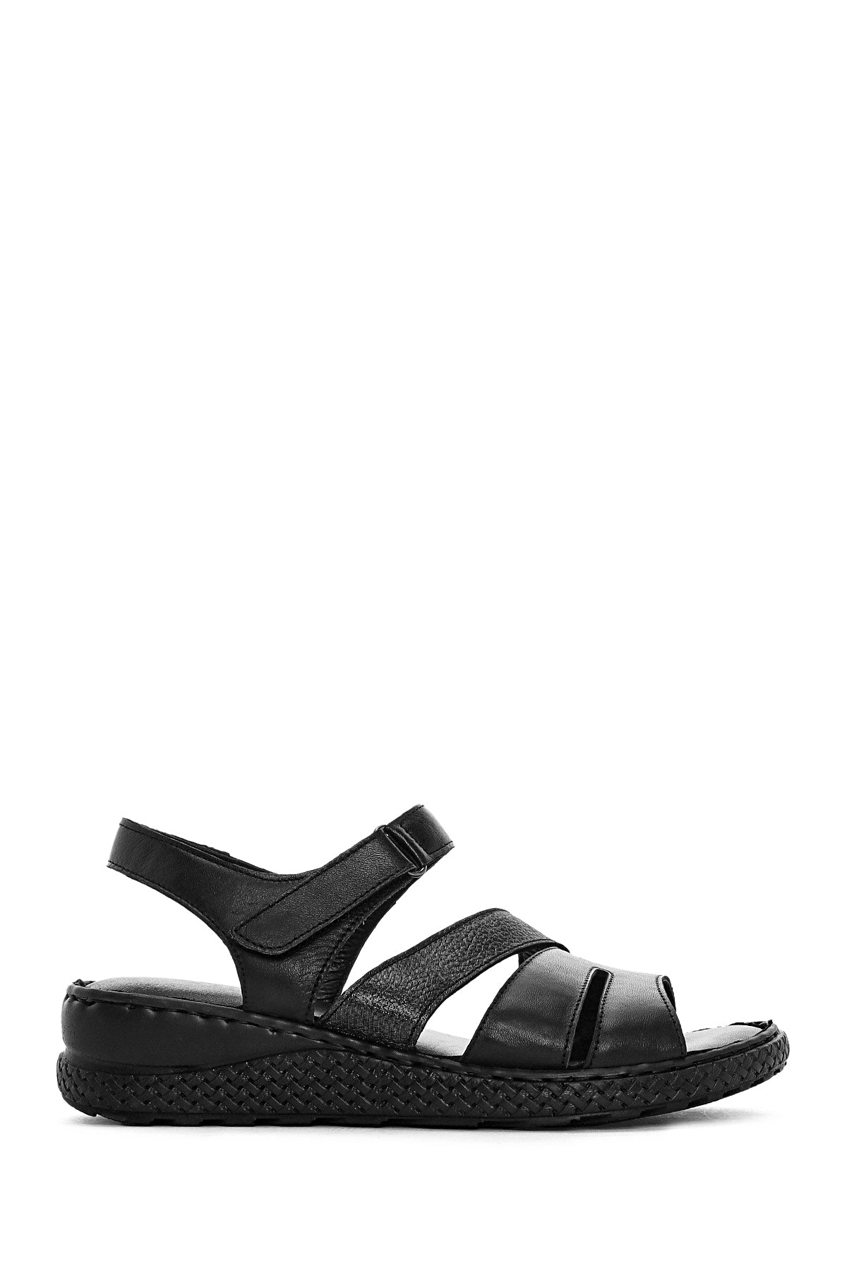 Kadın Siyah Bantlı Deri Comfort Sandalet 25SFD321814 | Derimod