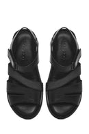 Kadın Siyah Bantlı Deri Comfort Sandalet | Derimod