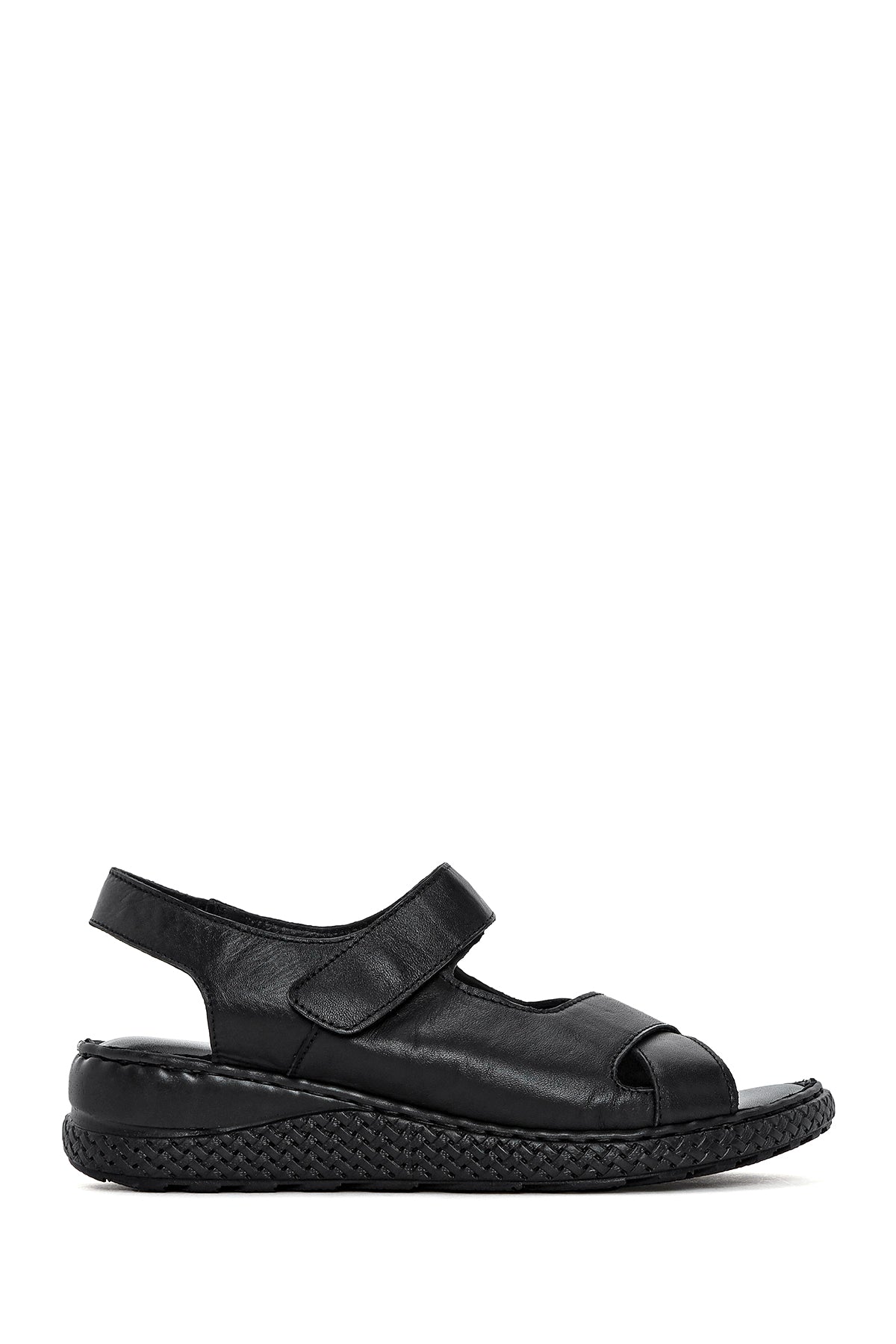 Kadın Siyah Bantlı Deri Comfort Sandalet 25SFD321918 | Derimod