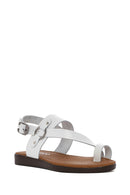 Kadın Beyaz Parmak Arası Deri Bodrum Sandalet | Derimod