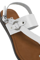 Kadın Beyaz Parmak Arası Deri Bodrum Sandalet | Derimod