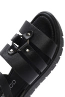 Women's Black Leather Ankle Buckle Sandals | Derimod
