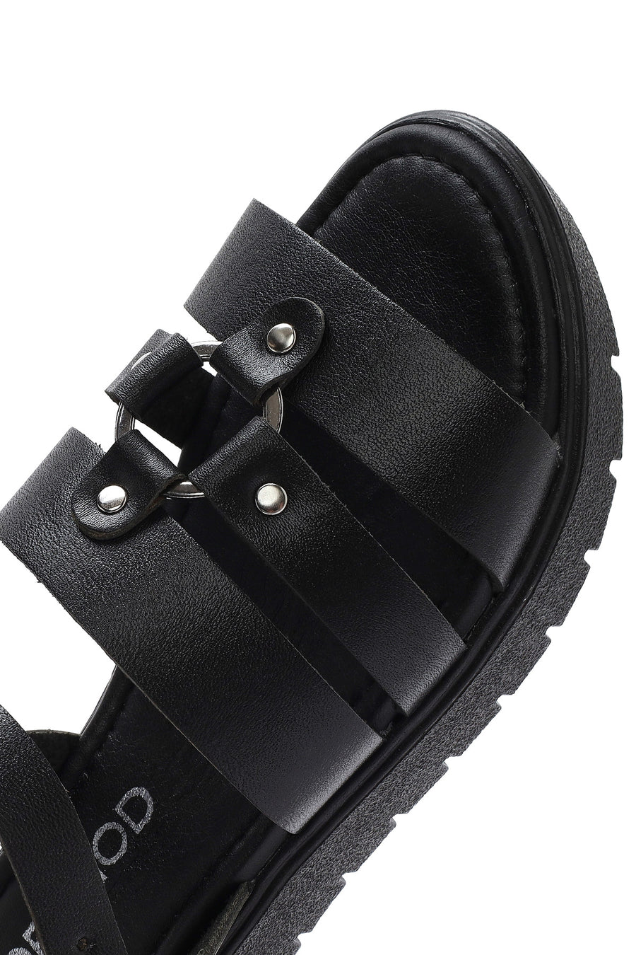 Women's Black Leather Ankle Buckle Sandals
