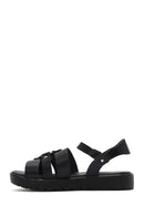 Women's Black Leather Ankle Buckle Sandals | Derimod