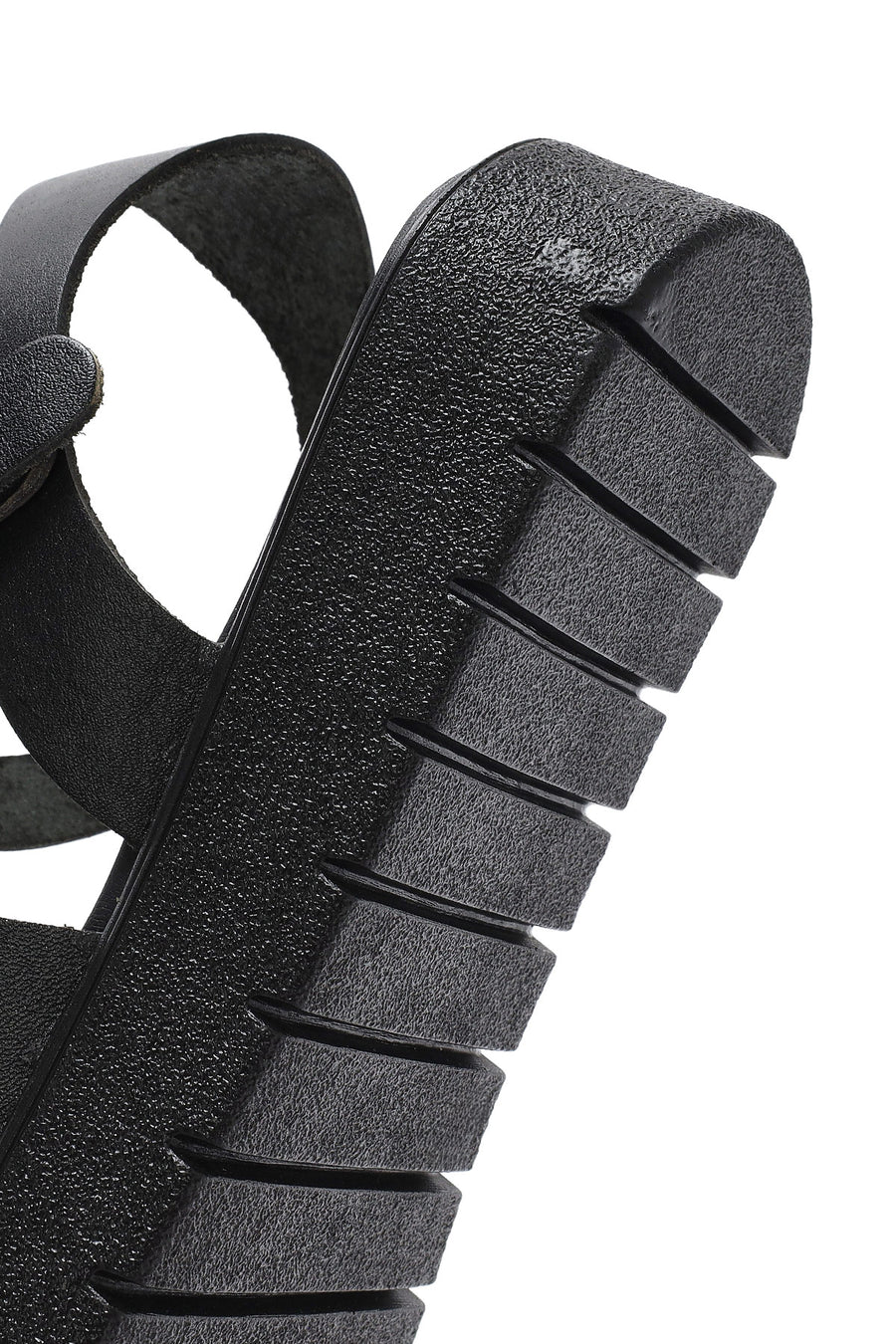 Women's Black Leather Ankle Buckle Sandals