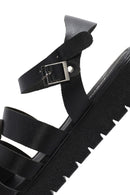 Women's Black Leather Ankle Buckle Sandals | Derimod