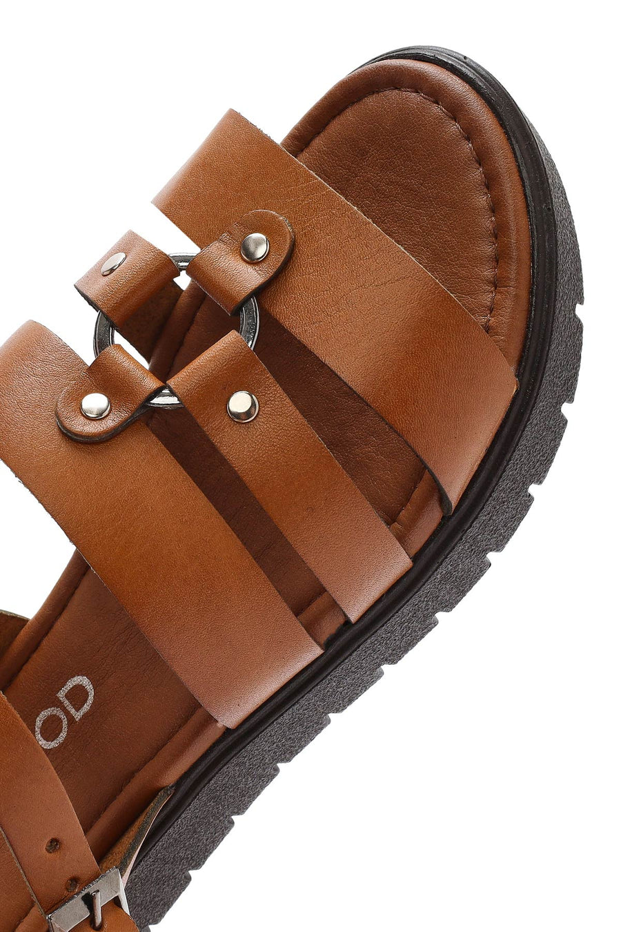 Women's Tan Leather Ankle Buckle Sandals