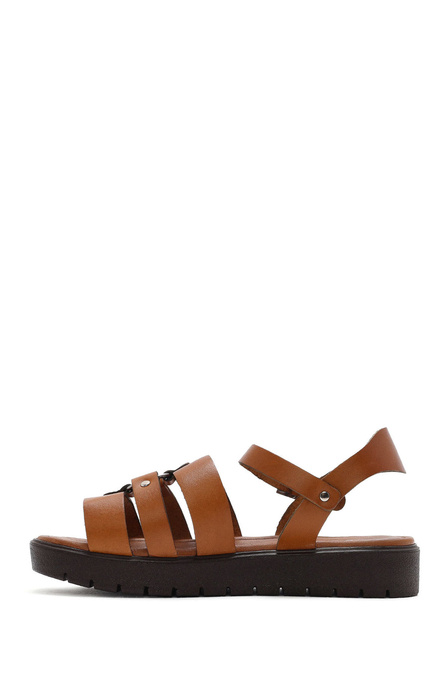 Women's Tan Leather Ankle Buckle Sandals