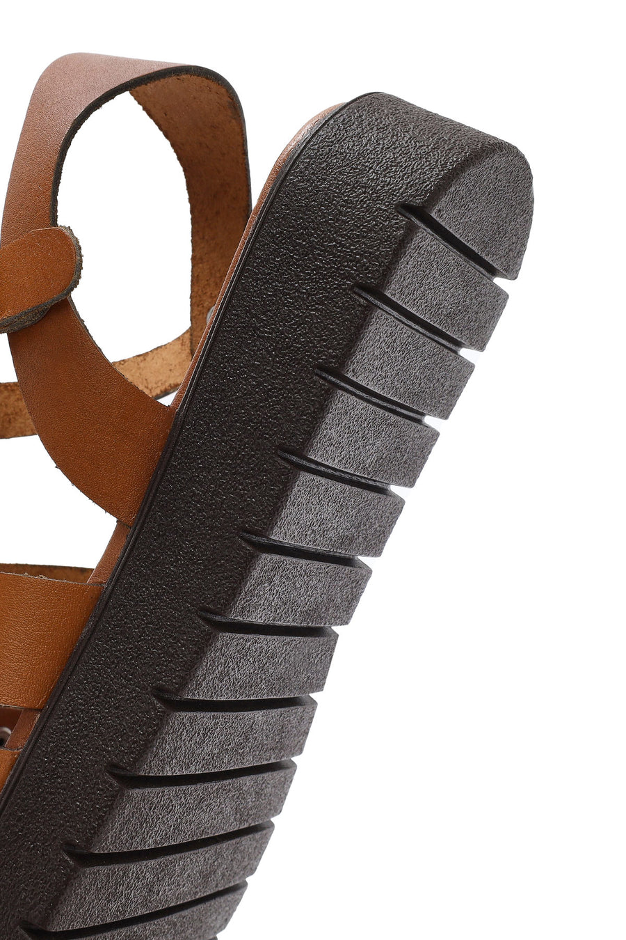 Women's Tan Leather Ankle Buckle Sandals