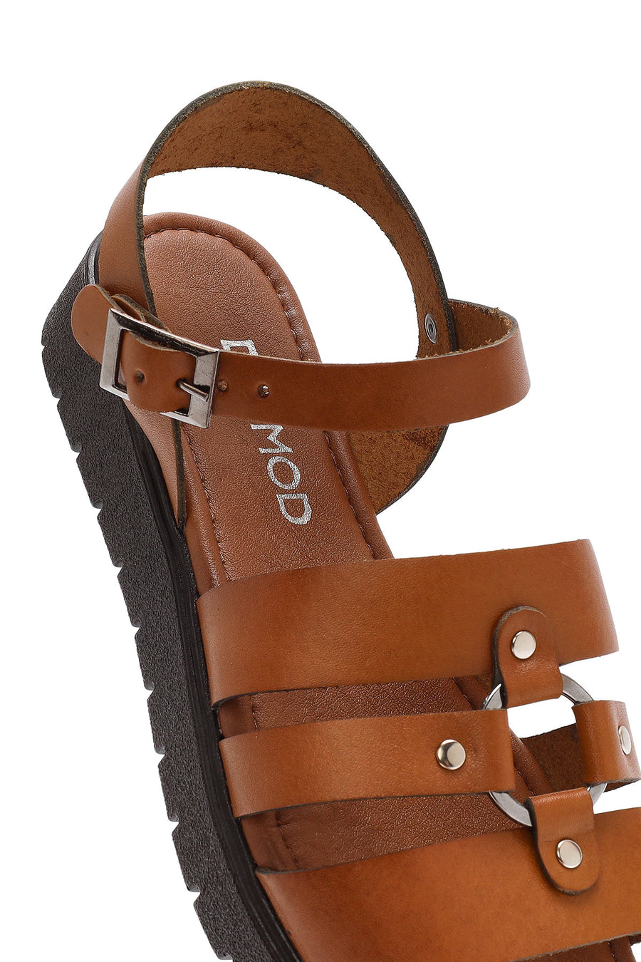Women's Tan Leather Ankle Buckle Sandals