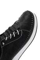 Kadın Siyah Bağcıklı Kalın Tabanlı Desenli Deri Comfort Ayakkabı | Derimod