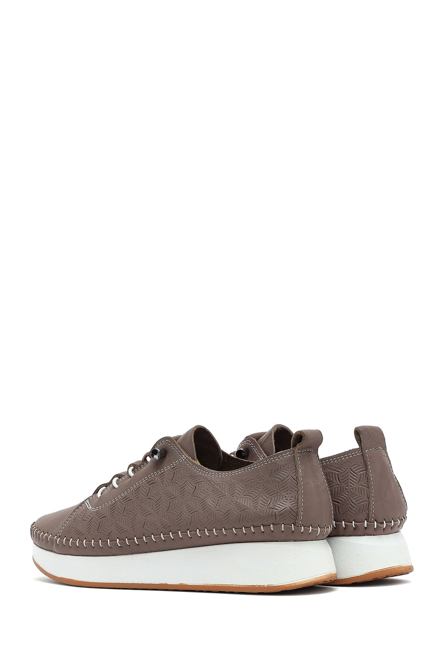 Women's Mink Lace-Up Thick-Soled Patterned Leather Comfort Shoes