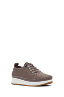 Kadın Vizon Bağcıklı Kalın Tabanlı Desenli Deri Comfort Ayakkabı | Derimod