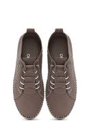 Kadın Vizon Bağcıklı Kalın Tabanlı Desenli Deri Comfort Ayakkabı | Derimod