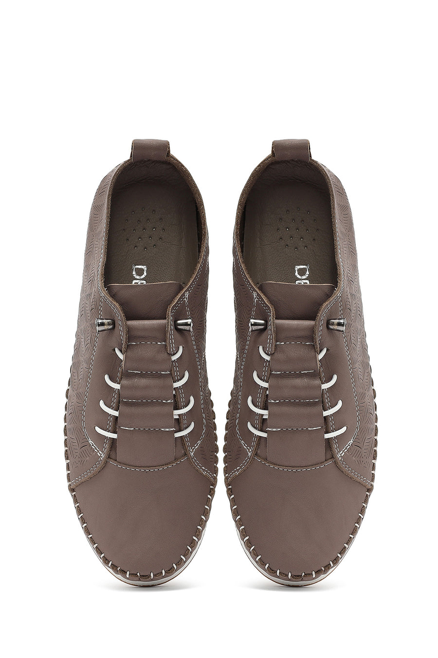Women's Mink Lace-Up Thick-Soled Patterned Leather Comfort Shoes