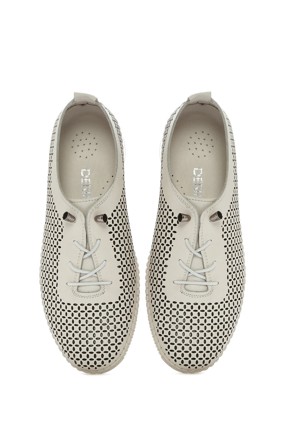 Kadın Bej Bağcıklı Deri Comfort Loafer