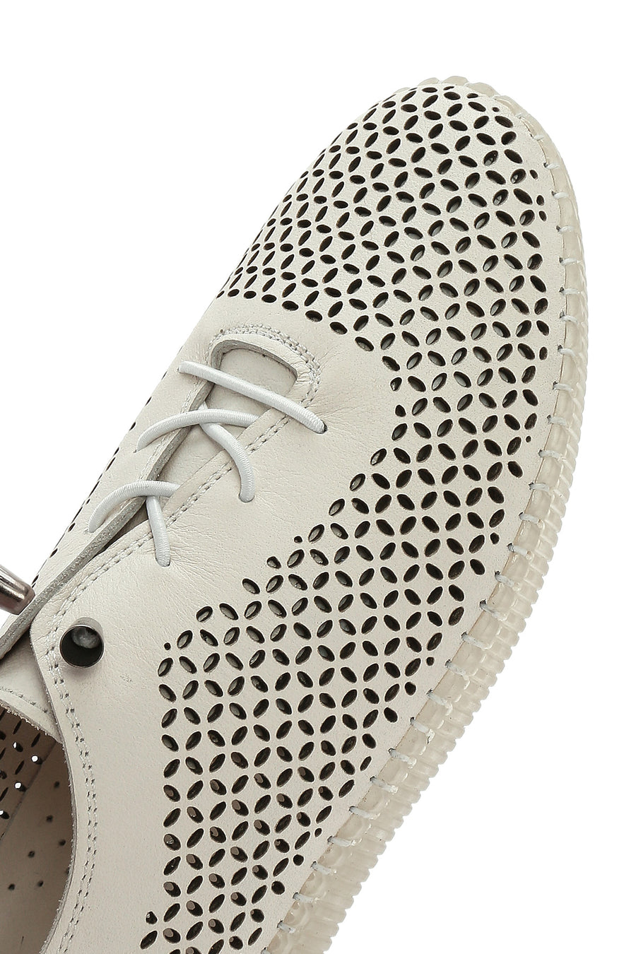 Kadın Bej Bağcıklı Deri Comfort Loafer