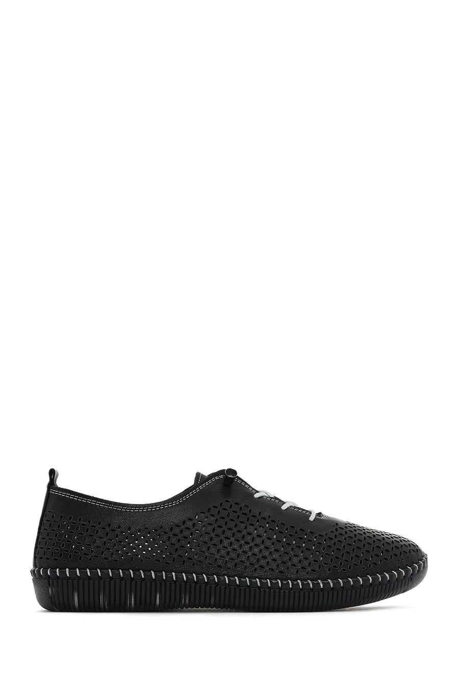 Kadın Siyah Bağcıklı Deri Comfort Loafer 25SFD334418 | Derimod