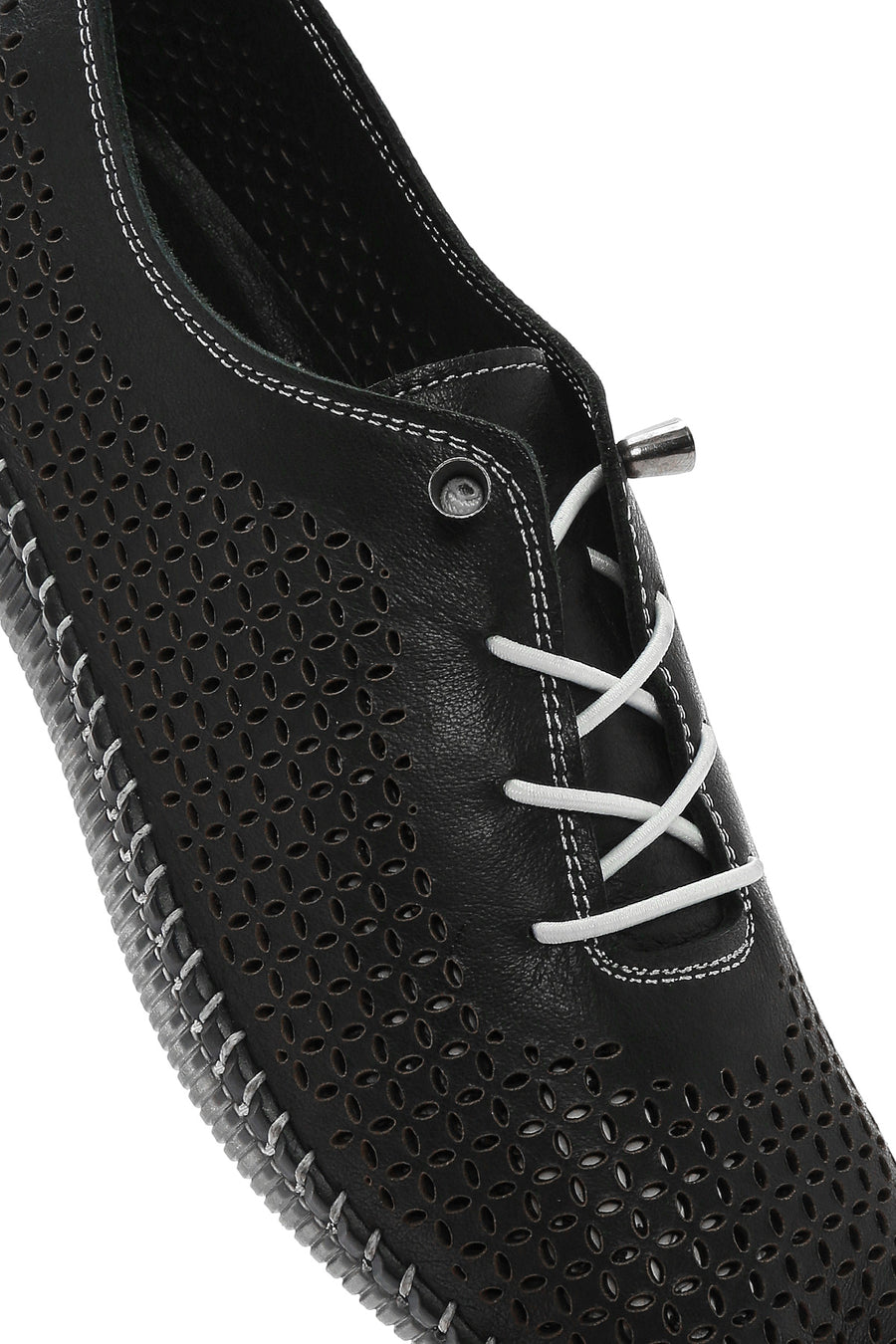 Kadın Siyah Bağcıklı Deri Comfort Loafer