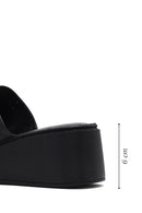 Kadın Siyah Kalın Tabanlı Baskılı Deri Comfort Terlik | Derimod