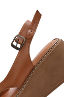 Kadın Taba Kalın Tabanlı Deri Comfort Sandalet | Derimod