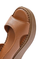 Kadın Taba Kalın Tabanlı Deri Comfort Sandalet | Derimod