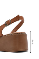 Kadın Taba Kalın Tabanlı Deri Comfort Sandalet | Derimod