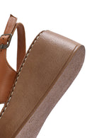 Kadın Taba Kalın Tabanlı Deri Comfort Sandalet | Derimod